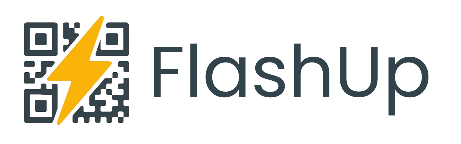 FlashUp's Logo (grauer QR Code mit gelbem Blitz)