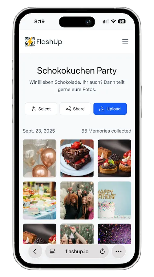 Demo einer Eventgalerie von FlashUp